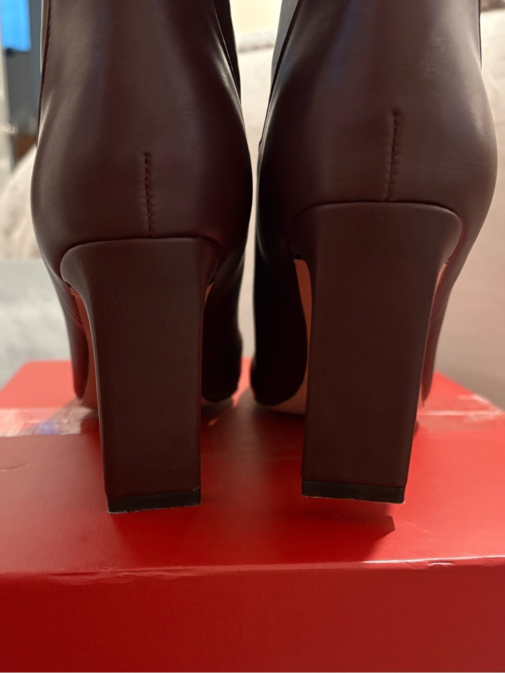 Yiya Women's Tall Square-Toe Knee-High Boots in Cherry Red / Euro 40; US 8.5 - Picture 13 of 16